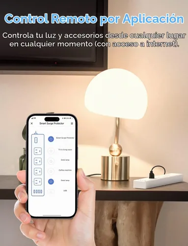 Vista 5 de meross Regleta inteligente PD 20W USB-C, control remoto y de voz, Wi-Fi 2.4G Surge Protector Compatible with Apple HomeKit, Siri, Alexa, Google