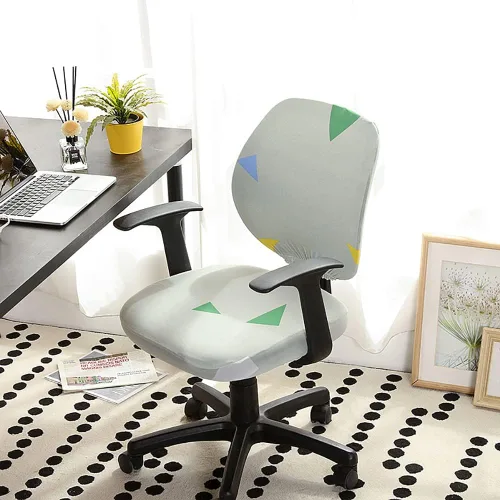 Vista 9 de LINGXIYA Funda de asiento elástica dividida, fundas para silla de computadora de oficina, funda de silla giratoria impresa, fundas protectoras B
