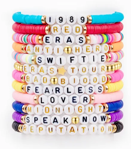 Vista 2 de EORRZZY Pulseras de la amistad TS Merch Singer Music Album Inspirado Pulsera Regalos para Fans Niños, Mujeres Niñas Decoración de Fiesta