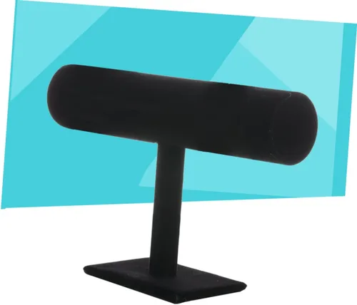 Vista 6 de ARTIBETTER Torre de exhibición para soporte de barra en T de estante negro, soportes para joyería de nivel simple, organizador desmontable negro