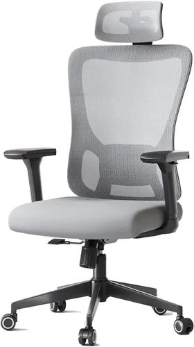 Vista 9 de Silla ergonómica de oficina de escritorio, silla de computadora de respaldo alto con reposabrazos giratorios 3D ajustables para mayor comodidad