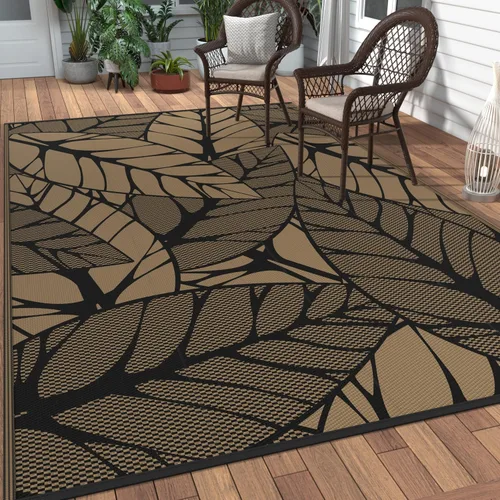 Vista 80 de GENIMO - Alfombra para exteriores de 6 x 9 pies, para patio, espacios amplios, reversible, de pajillas de plástico, alfombra impermeable para Azul