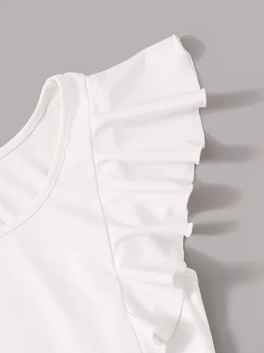 Vista 3 de WDIRARA Body de manga casquillo con volantes y cuello redondo para mujer