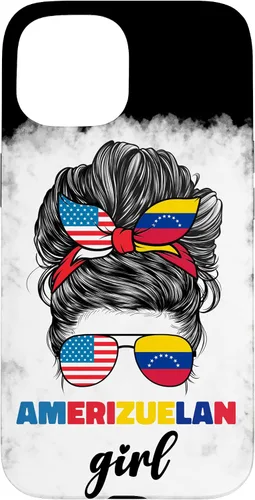 Vista 6 de iPhone 16 Half American And Venezuelan USA Venezuela Flag Girl Funda para mujer