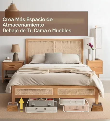 Vista 5 de Lufia Elevadores de madera de 2 pulgadas, elevadores de muebles de pino de alta calidad, resistentes, elegantes y que ahorran espacio para sofá