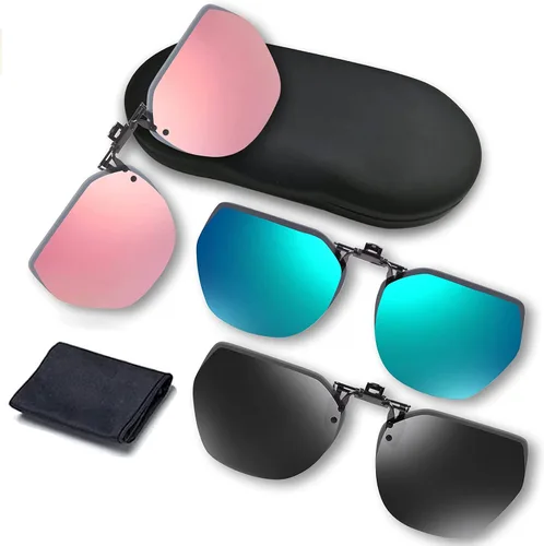 Vista 13 de Gafas de sol y gafas de sol de conducción nocturna con clip, reducción de deslumbramiento polarizado, visión de alta definición Azul