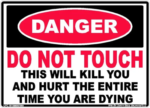 Vista 10 de Pegatina Danger Do Not Touch This Kills Safety Decal Unlimited Advertencia eléctrica Hecho en Texas 3.5 x 5