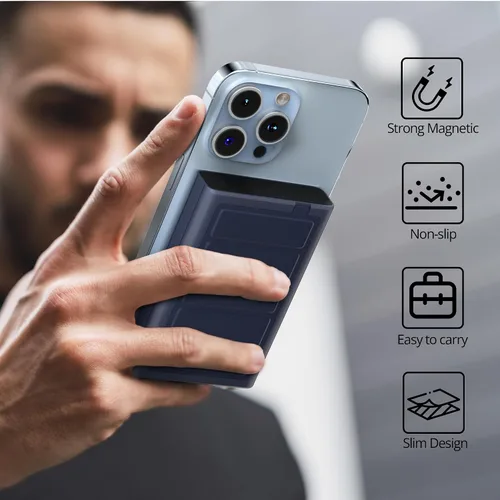 Vista 6 de LULULOOK Paquete de baterías, banco de energía portátil de 10000 mAh, cargador rápido de 22.5 W, cargador inalámbrico Magentic para iPhone