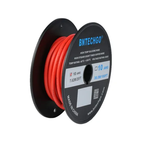 Vista 16 de BNTECHGO Carrete de alambre de silicona calibre 10 de 25 pies, alambre de cobre estañado trenzado de 10 AWG, color azul flexible