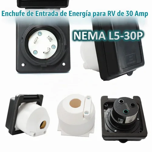 Vista 3 de Kit de enchufe de entrada de alimentación X-Haibei para autocaravana de 30 amperios, enchufe NEMA L5-30R negro de 125V, conector hembra de bloqueo