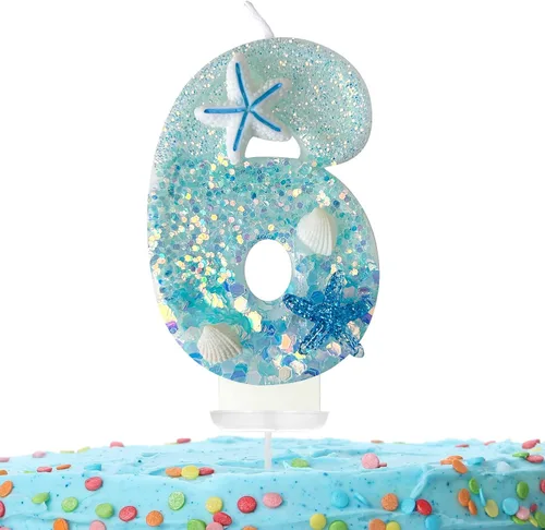 Vista 18 de Zlongron Vela número 1, velas de cumpleaños hechas a mano, decoración de pastel de cumpleaños de sirena es muy adecuada para cumpleaños, fiestas