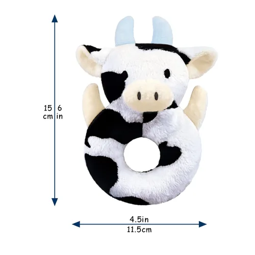 Vista 2 de Juguete suave de sonajero de vaca bebé, ganado lechero de felpa para bebés, juguete de peluche fácil de agarrar, regalos para recién nacidos, bebés
