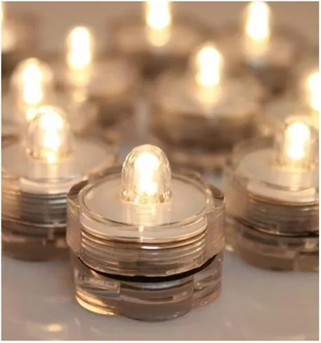 Vista 2 de IMAGE 12 luces LED sumergibles impermeables sin llama, velas sub-luces para bodas, Navidad, Acción de Gracias, eventos, decoración del hogar