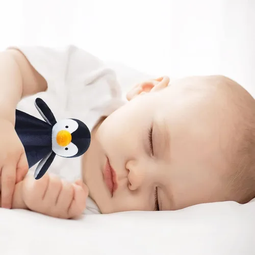Vista 4 de Manta de seguridad suave de pingüino negro para bebé, manta de felpa con personaje de pingüino, regalo de baby shower/cuarto de bebé, bebé recién