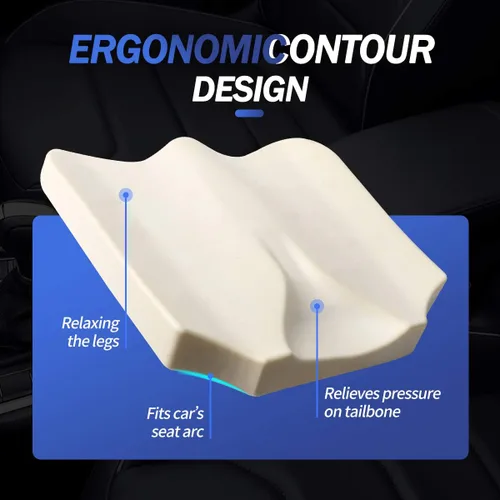 Vista 6 de Cojín de asiento de automóvil, cómodo cojín de espuma viscoelástica para conducir, cojín de cuña de elevación automática para aliviar el dolor