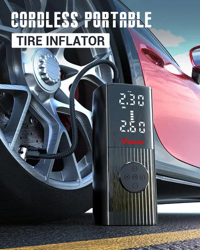 Vista 6 de Inflador de neumáticos, compresor de aire portátil para neumáticos de automóvil, batería de 150 PSI y 20000 mAh, bomba de neumáticos inalámbrica