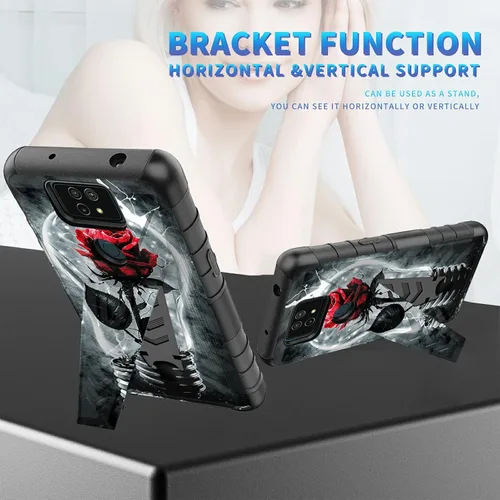 Vista 174 de Funda para AT&T Maestro Max 2021/Cricket Ovation 2 con protector de pantalla de vidrio templado, funda resistente con función atril integrada