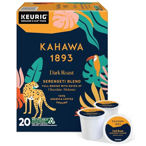 Vista 13 de Kahawa 1893 Café de Tostado Medio K-Cup Pods Mezcla Safari (20 Unidades) - Visto en Shark Tank, Alto en Antioxidantes, Naturalmente Dulce