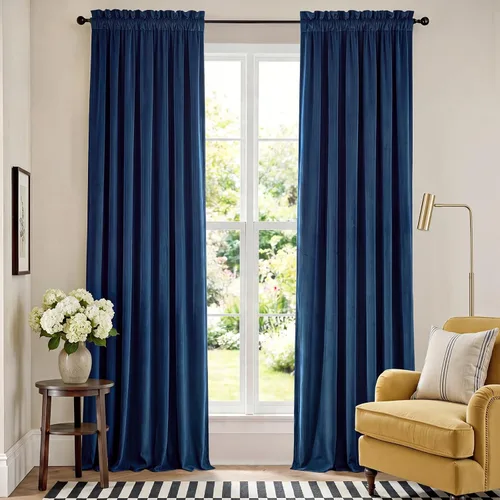 Vista 38 de Lazzzy Cortinas opacas de terciopelo beige de 84 pulgadas de largo con aislamiento térmico para oscurecer la habitación, cortinas forradas de lujo
