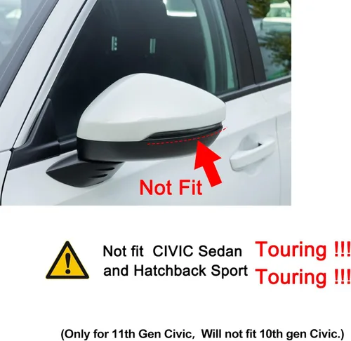 Vista 11 de Thenice - Funda para espejo retrovisor lateral para Honda Civic-2026, color negro brillante For 11th gen Civic side rearview mirror protector