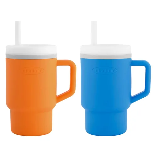 Vista 13 de Infantino Mi primer vaso – Adorables vasos en miniatura con pajita resistente a fugas y asa amigable para niños pequeños, fomenta la hidratación