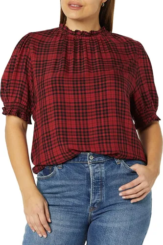Vista 3 de Tienda Essentials Camisa de sarga fluida para mujer con detalle de bata de manga corta