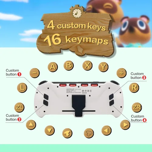 Vista 6 de ECHZOVE Upgrade Nintendo Switch OLED Controller Grip - Ergonomic Animal Crossing Style Controller with Joystick, NFC, Turbo, Six-Axis Gyro, Dual