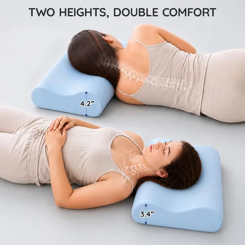 Vista 3 de Almohada de espuma viscoelástica con contorno firme, almohada cervical para aliviar el dolor de cuello, almohadas ortopédicas para dormir de lado