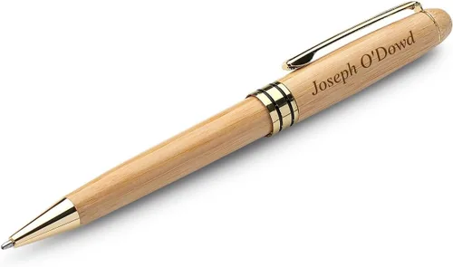 Vista 4 de Executive Gift Shoppe Juego de bolígrafo y estuche de madera de bambú personalizado con grabado personalizado
