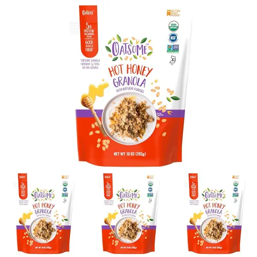 Vista 8 de Oatsome Granola de Proteína de Arándanos, 10g de Proteína, Sin Gluten, Hecha con Avena Orgánica de Grano Entero, Arándanos Reales y Semillas