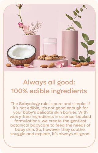 Vista 7 de Babyology Loción orgánica para bebés, ingredientes 100% comestibles, la crema hidratante natural para bebés recién nacidos, piel seca y sensible,