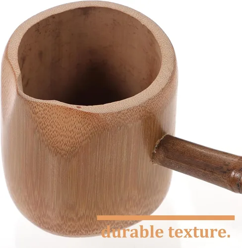 Vista 6 de DOITOOL Cucharón de agua de madera Cucharón de mango largo Dipper de agua ing Scoop Bailer japonés de bambú Cuchara para ceremonia de té Jardín