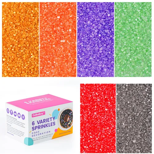 Vista 19 de Chispas para decoración de pasteles, cupcakes, galletas, cobertura para helado, 6 paquetes de chispas azules, chispas de copos de nieve de invierno