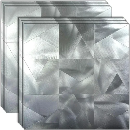 Vista 11 de XUANINY Azulejos de metal para salpicaduras de despegar y pegar, adhesivo de pared 3D de mosaico de aluminio autoadhesivo para cocina