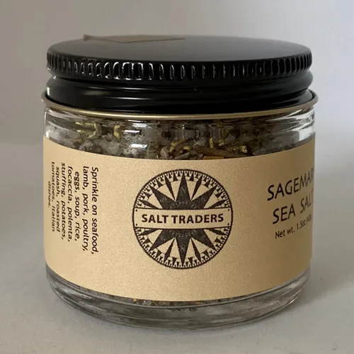Vista 2 de Salt Traders Sabor Sagemary, sal marina con infusión gourmet – 1.5 oz de peso neto.