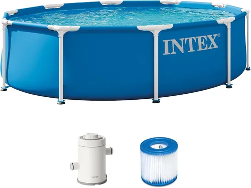 Vista 14 de INTEX 28201EH Juego de piscina sobre el suelo con marco de metal: 10 pies x 30 pulgadas - Incluye bomba de filtro de cartucho de 330 GPH