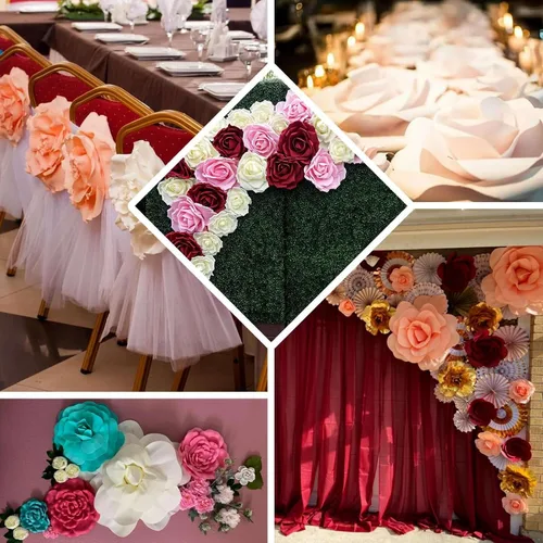 Vista 4 de Efavormart - Rosas de espuma 3D grandes para decoración de bodas, paquete de 4 flores artificiales de 12 pulgadas, color oro rosa, ramo de bricolaje