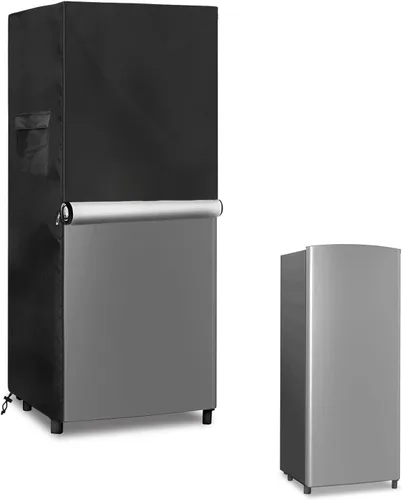 Vista 8 de Cubierta vertical para congelador, funda impermeable para refrigerador al aire libre con doble cremallera para mini congelador compacto 3.0 cúbicos