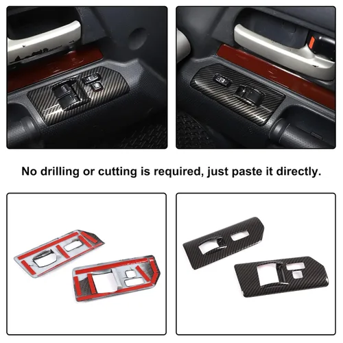Vista 5 de Aunginsy Cubierta de panel de botón de elevación de vidrio para ventana de puerta, compatible con Toyota FJ Cruiser 2007-2021 para el reposabrazos