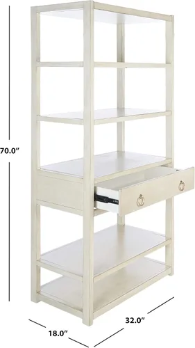 Vista 12 de Safavieh Home Collection Johni Antique White and Gold - Caja de almacenamiento con 5 estantes Antiguo/blanco