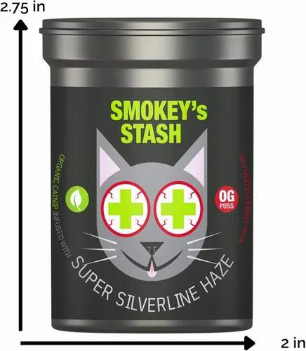 Vista 4 de Smokey's Stash Silvervine Haze - Potente mezcla de hierba gatera y vid plateada para gatos