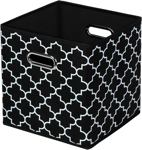 Vista 40 de Cubos de almacenamiento plegables negros, caja de almacenamiento de tela, cestas organizadoras con asas dobles para organizador del hogar (negro)
