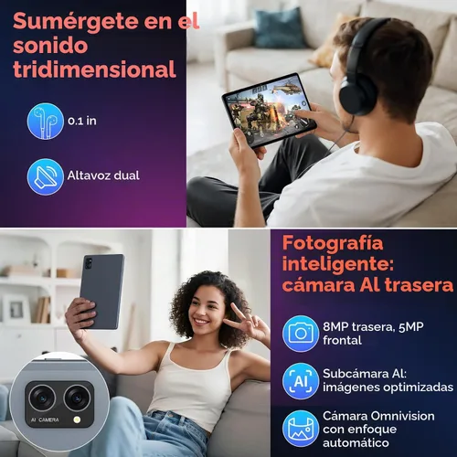 Vista 9 de Tablet con teclado, tableta Android 16, 24GB +256GB/2TB, 4 años de garantía