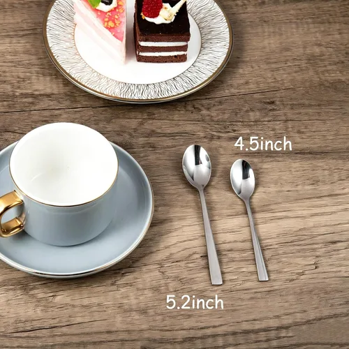 Vista 3 de IMEEA Cucharas de café expreso de 4.5 pulgadas SUS304 de acero inoxidable para café expreso y postres pequeños, juego de 6