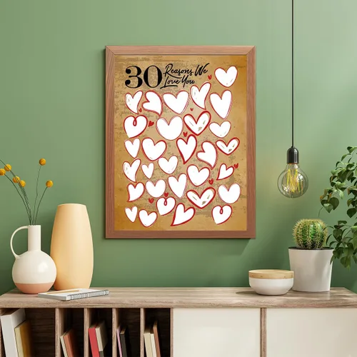 Vista 3 de Decoración de pared de 30 razones por las que te amamos, regalos de cumpleaños para mujeres y hombres, lienzo de invitados de 30 aniversario