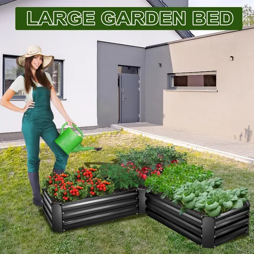 Vista 6 de Kit de Cama de Jardín Elevada, Macetero Galvanizado de 5x5x1 pies, Cajas de Jardín Elevado Altas para Exteriores, Camas de Jardín Elevado de Metal