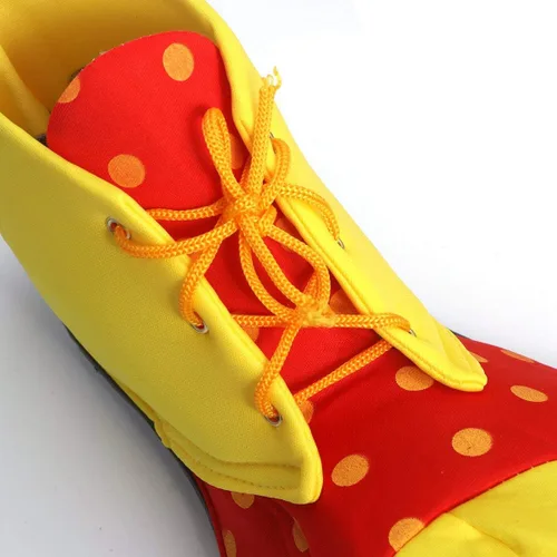 Vista 5 de BinaryABC Zapatos de payaso para disfraz de Halloween, accesorios de disfraz de payaso (amarillo rojo)