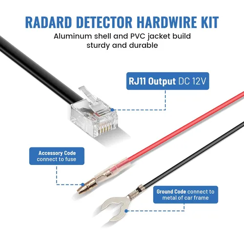 Vista 3 de EWAY Kit de cableado rígido para detector de radar, enchufe RJ11, kit de cableado directo de cable para detectores de radar, cable de alimentación