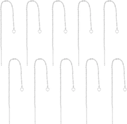 Vista 10 de UNICRAFTALE 40 piezas de 3.543 in, 2 colores, hilos de oreja de acero inoxidable, aretes colgantes de cadena larga con lazo para hacer aretes