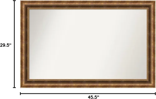 Vista 461 de Amanti Art Espejo de pared personalizado no biselado (25 x 25 pulgadas), marco de bronce acentuado, varios tamaños personalizados, espejo de baño